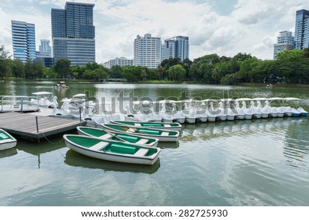 renting boat for rowing in public park, Bangkok Thailand