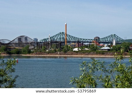 Part of Attraction Park and Bridge Background of Montreal