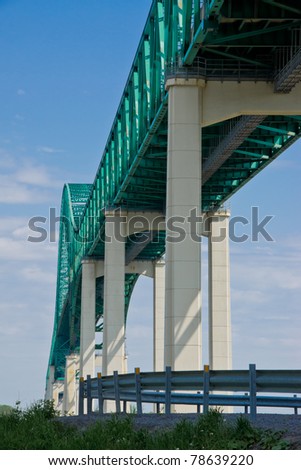 East side of the structure of the Laviolette Bridge in Trois-Rivieres, Quebec Canada