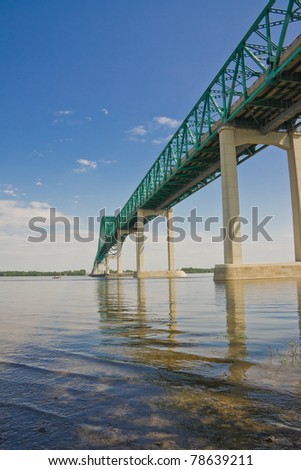 East side of the structure of the Laviolette Bridge in Trois-Rivieres, Quebec Canada