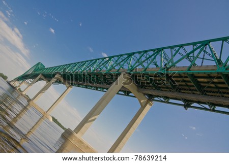 Perpendicular Image of East Side of the Structure of the Laviolette Bridge in Trois-Rivieres Quebec, Canada