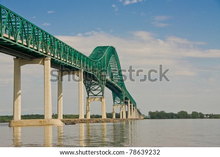 West side of the structure of the Laviolette Bridge in Trois-Rivieres, Quebec Canada