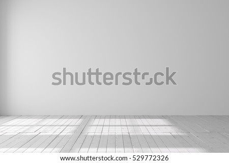 Light empty space with parquet floors. Mockup template for display or montage of product. Studio or office blank space.
