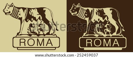 Roma lupa CAPITOLINA sculpture vector drawing