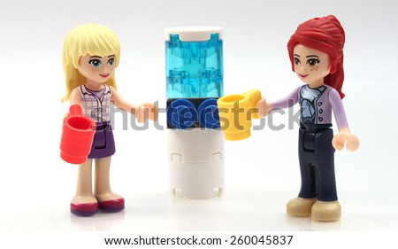 Colorado, USA - March 12, 2015: Studio shot of Lego minifigure businesswomen. Legos are a popular line of plastic construction toys manufactured by The Lego Group, a company based in Denmark.