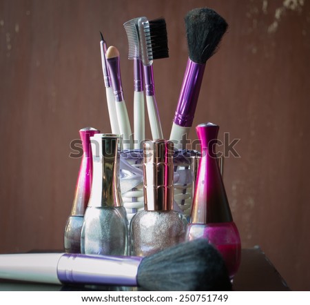 Small Makeup Kit with Nail Polish and Brushes