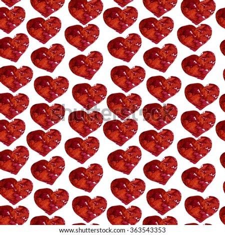 Watercolor seamless pattern with hand painted hearts. Valentines day illustration.Seamless pattern. Love. Valentine heart pattern.Hand drawn red hearts.