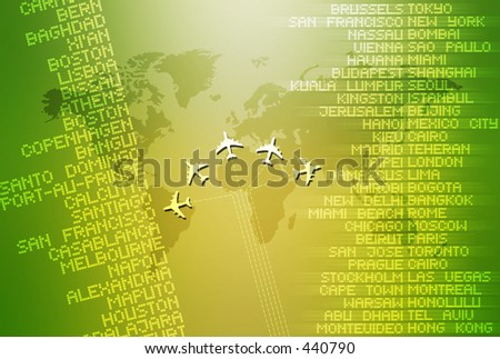 Computer illustration depicting world travel.