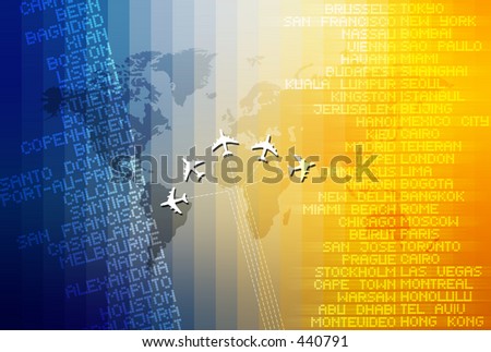 Computer illustration depicting world travel.