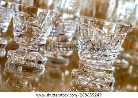 Set of cut glass cups