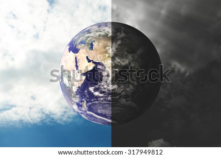 Save or Destroy the World. Environment concept. World Environment Day concept. - Elements of this image furnished by NASA.