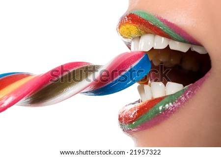 Lips Eating Candy