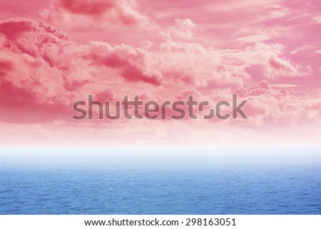 Vintage photography with clouds and sky over sea