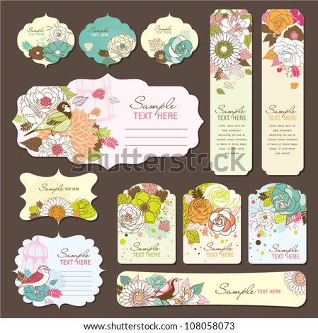 gift tags/greeting cards design with floral theme