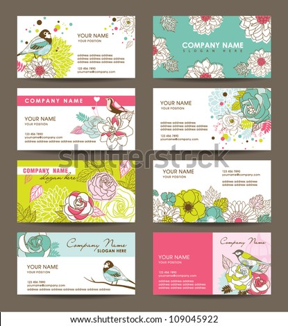  Card Template on Name Card Templates With Floral Theme Stock Vector 109045922