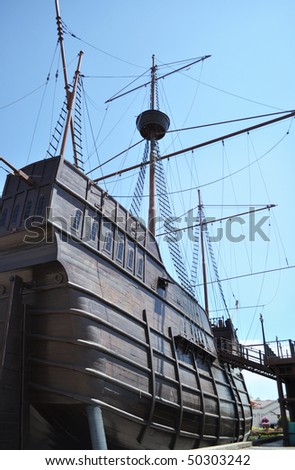 old wooden ship on land