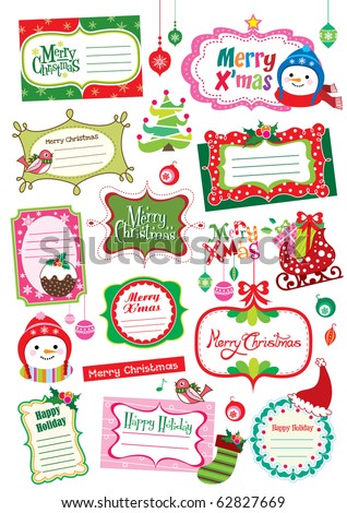 Cute Christmas Cards Collection Stock Vector Illustration 62827669