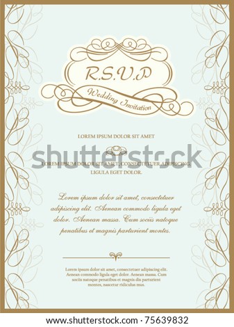 stock vector vintage invitation card or wedding card
