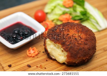 Baked Cheese with sweet sauce and vegs