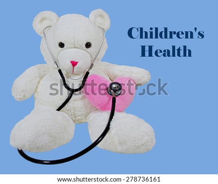 White Bear With Stethoscope and Heart