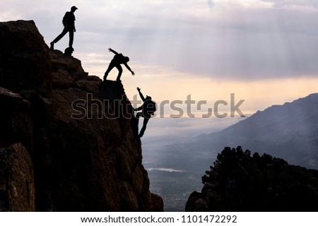 dangerous climbing, friend support and mountaineering