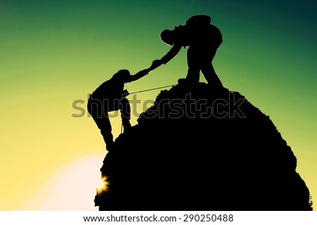 rock climbing helping hand