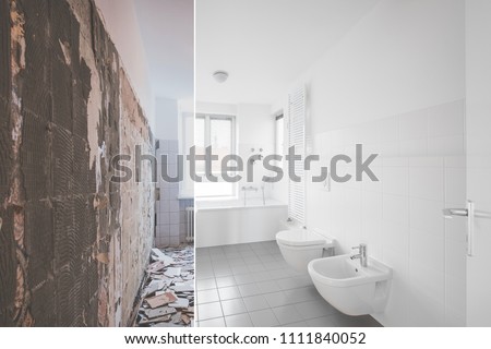 tiled bathroom renovation  -  before and after restoration