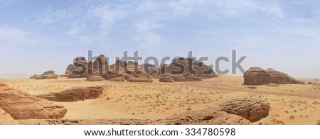 red rock mountains in desert landscape panorama
