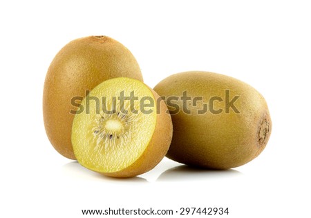 Yellow gold kiwi fruit isolated on the white background.