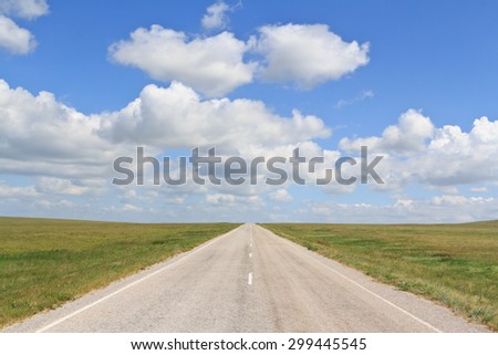The asphalt road straight going beyond the horizon