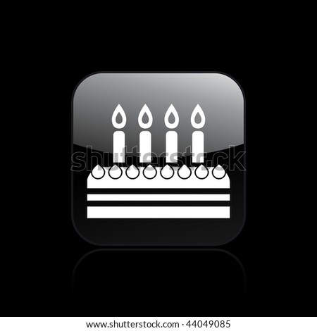  illustration of modern glossy black icon depicting a birthday cake