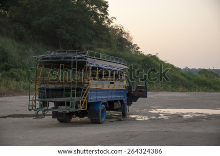 Local mean of transport (passenger truck) in Ubonratchathani, Thailand. This is a very typical mean of transport in Thailand