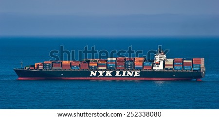 Container ship NYK Argus on the high seas.  East (Japan) Sea. Pacific Ocean. 27.05.2014