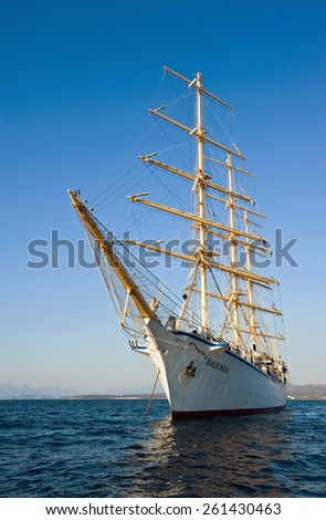 Bark Nadezda at anchor in the Bay East. East (Japan) Sea. 16.10.2014