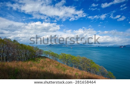 The ships was in the Bay of Nakhodka at anchor. Far East of Russia. East (Japan) Sea.