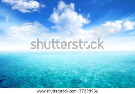 beautiful seascape with blue sky and cloud background stock photo
