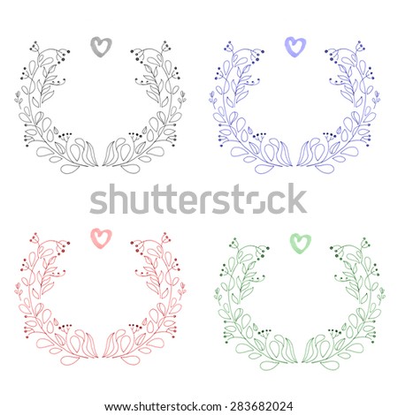 Heart and flower. Flowers in the form of a circle on a white background.