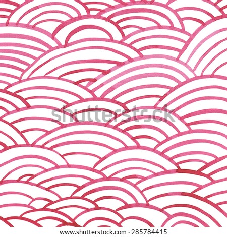 Seamless watercolor linen rose and red round pattern