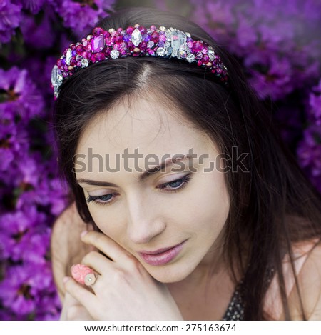 Very beautiful girl, pink summer, amethystine crown
