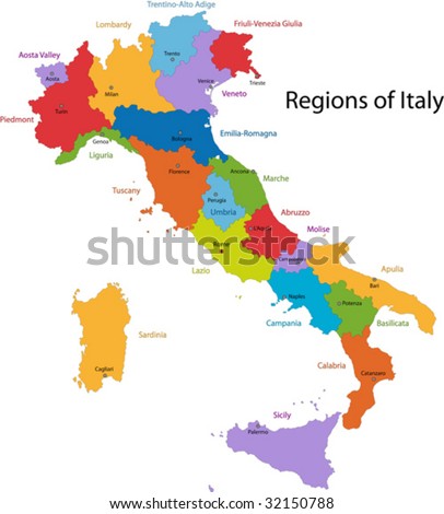 Italy map with regions and
