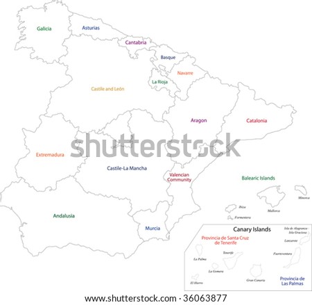 blank map of spain with regions. map western lank map of