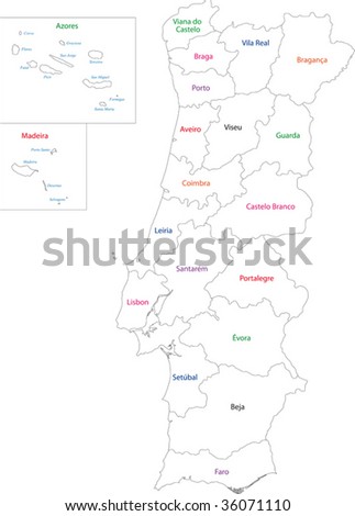map of portugal cities. Outline Portugal map with