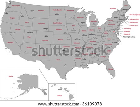 map of usa with cities. stock photo : Gray USA map