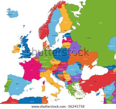 Europe map with countries