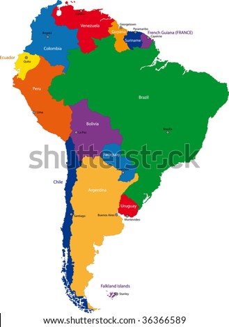 map of latin america and capitals. resume