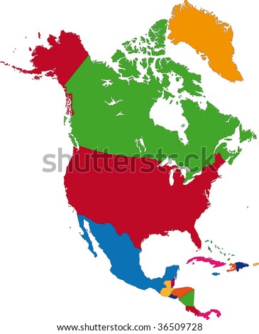 Map Of North America. Colorful North America map