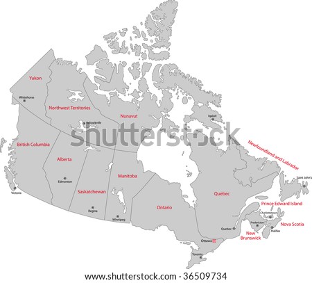 map of canada with capital cities. stock photo : Gray Canada map