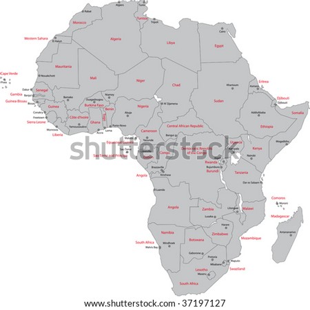map of african countries with capitals. stock vector : Africa map with