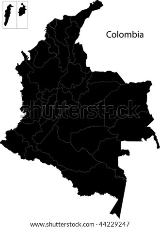 map of colombia. Black Colombia map with