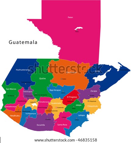 In the political map of Guatemala, the departments and their capitals, 